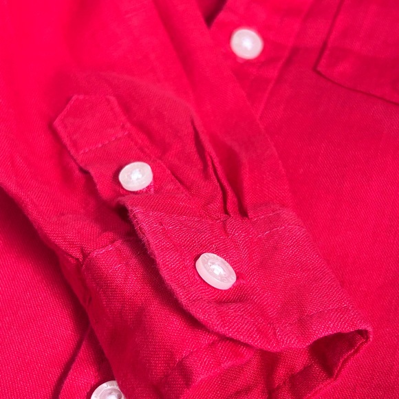 Janie And Jack Spring Poppy Red Linen Button Down Shirt Toddler 12-18 - Picture 12 of 12